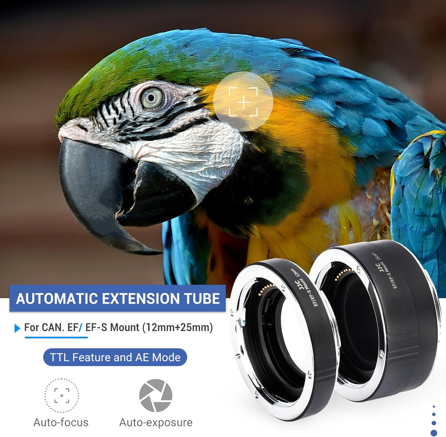 JJC Metal Auto Focus AF Macro Extension Tube Ring Set 12Mm,25Mm, for Canon EF EF-S Mount Lens DSLR Camera EOS 60D 7D 550D 760D 700D 80D 70D 5D Mark IV III 6D 7D Mark II, for Extreme Close-Ups image number 4