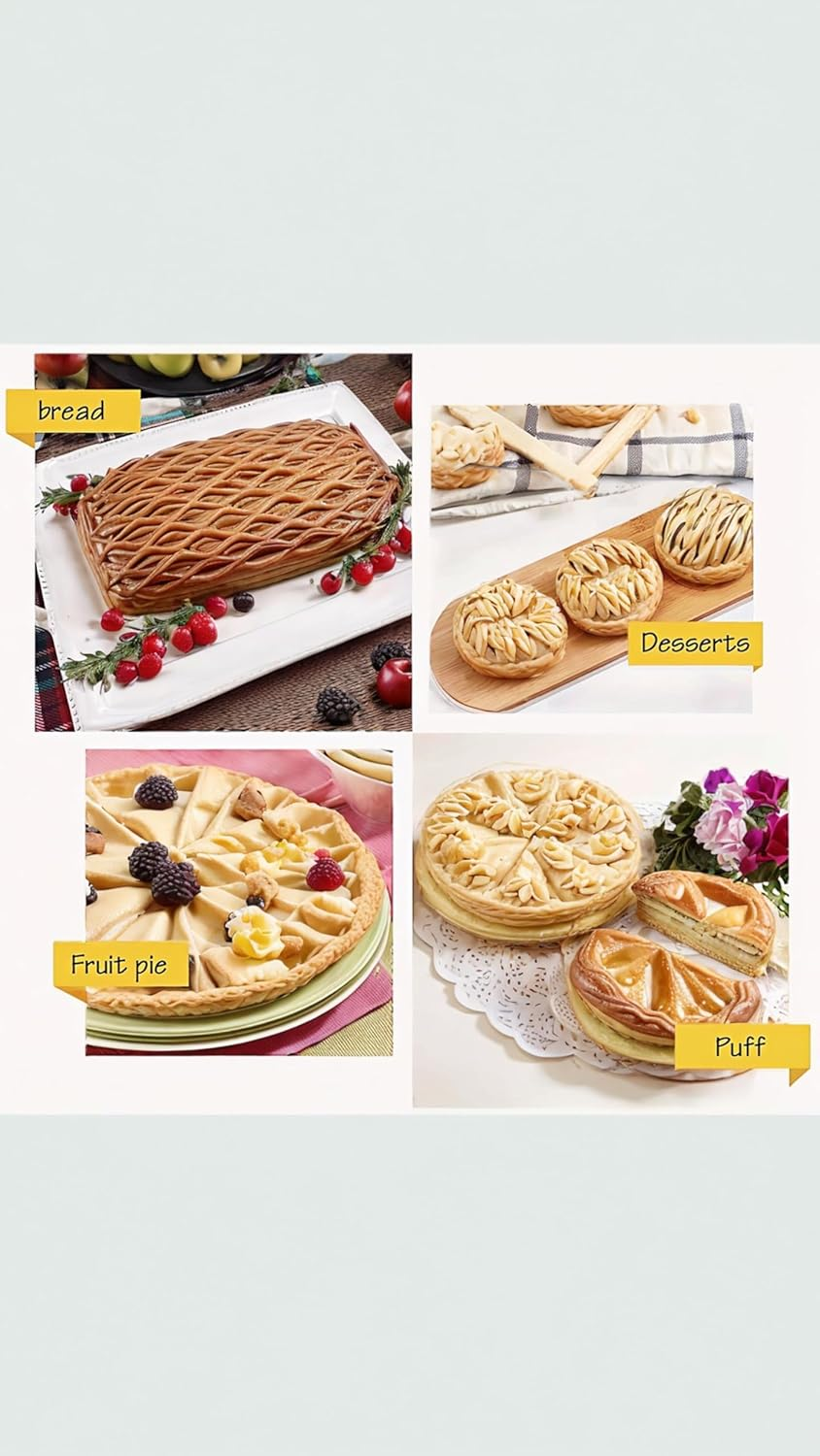 Honwor Time-Saving Dough Lattice Roller Cutter - Effortless Pie, Pizza, & Biscuit Crusts | Essential Kitchen Gadget for Bakers image number 6