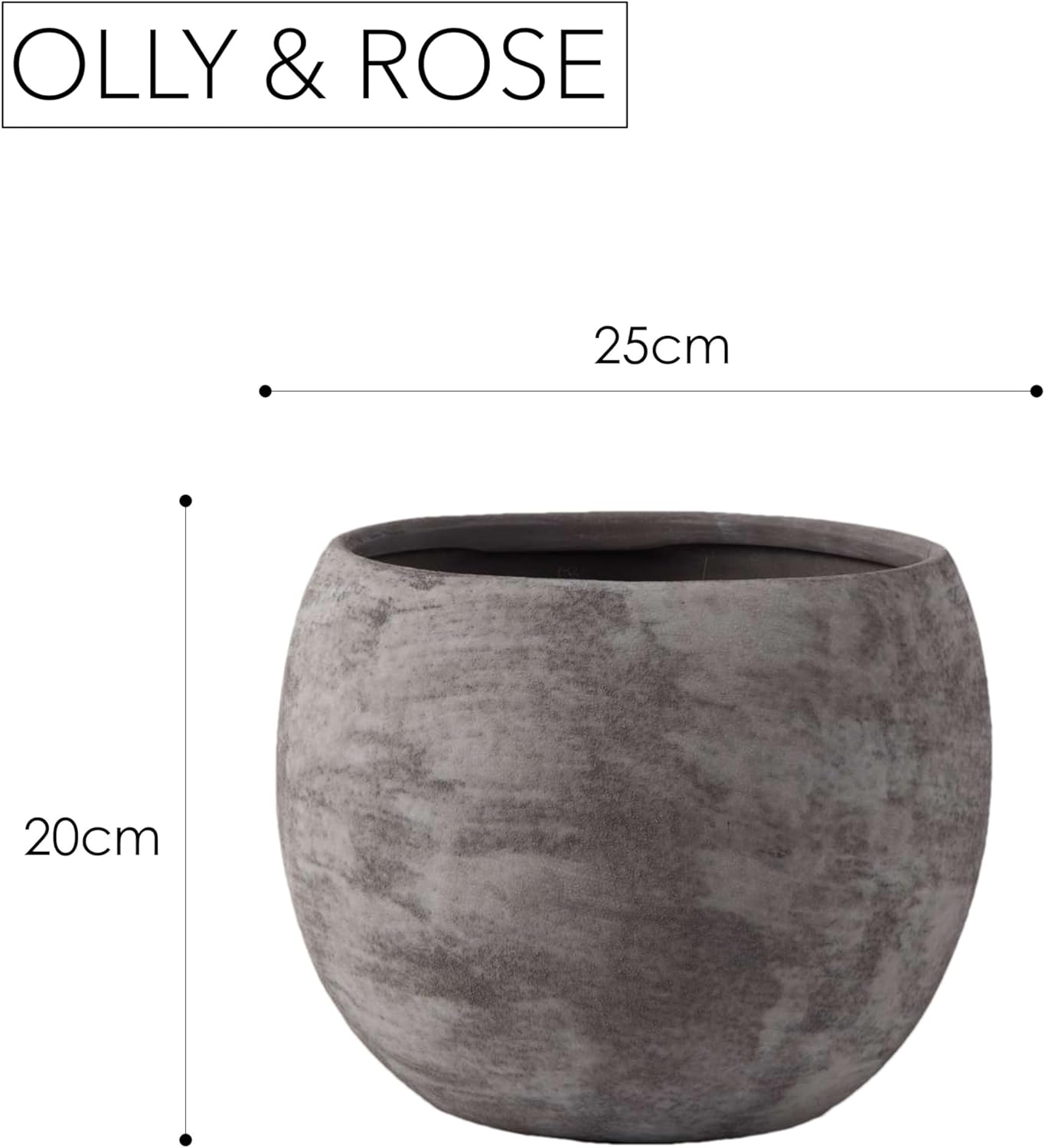 Olly & Rose Black Grey Ceramic Plant Pot Large 25Cm (8085D-5BKGY) image number 2