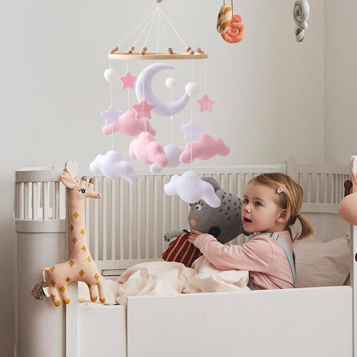 Baby Stroller Toy | Cloud Mobile Bassinet Toys | Felt Soothing Decoration Game for Nursing Room Boys Children Bedside Son Girls Kids Daughter image number 1