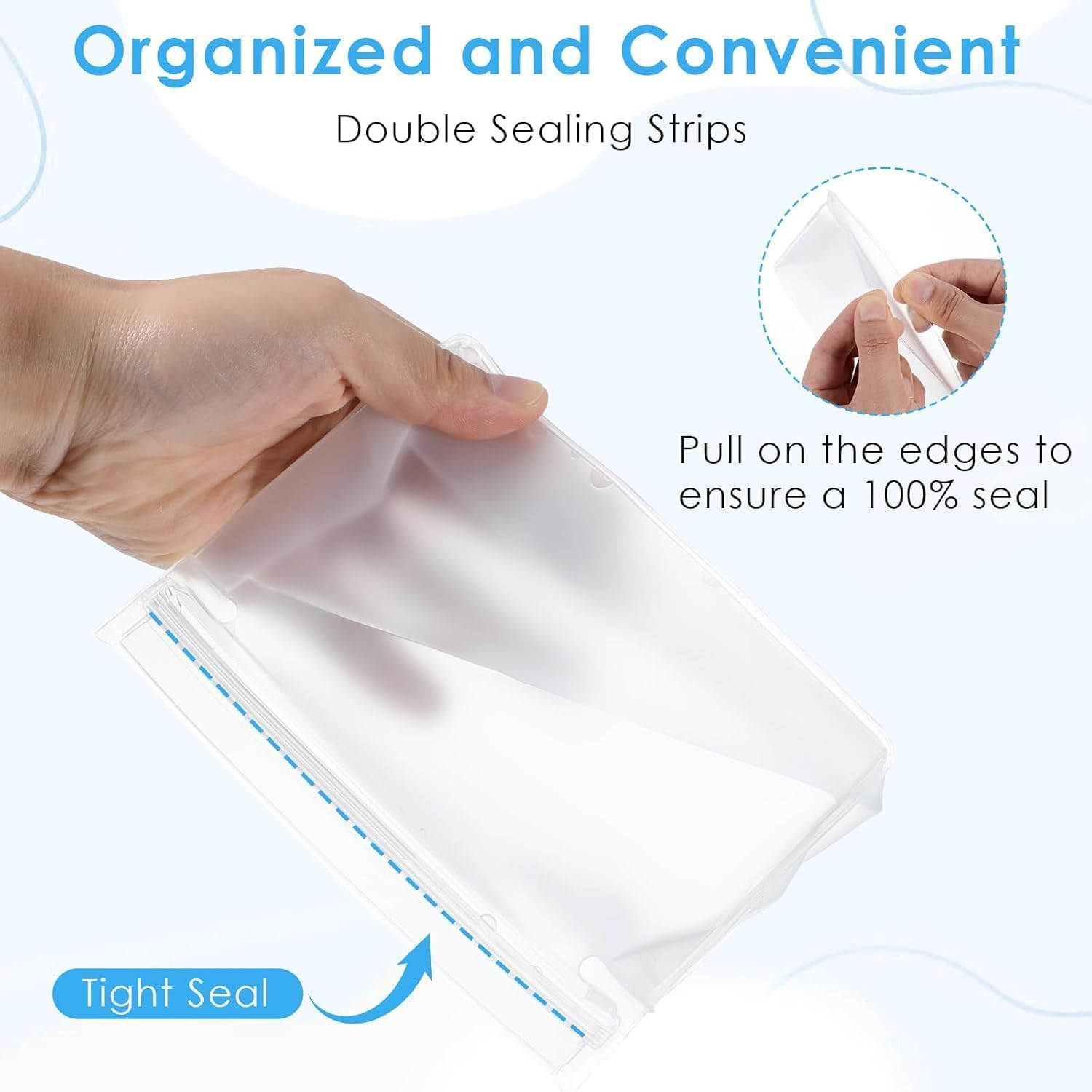 PEVA Quart Size Zipper Bags,3 Sizes Frosted Clear Sealed Toiletry Bag,Peva Sealed Quart Size Makeup Cosmetic Bags,Clear Sealed Zipper Travel Makeup Cosmetic Bag,Frosted Clear Quart Size Toiletry Bags image number 1