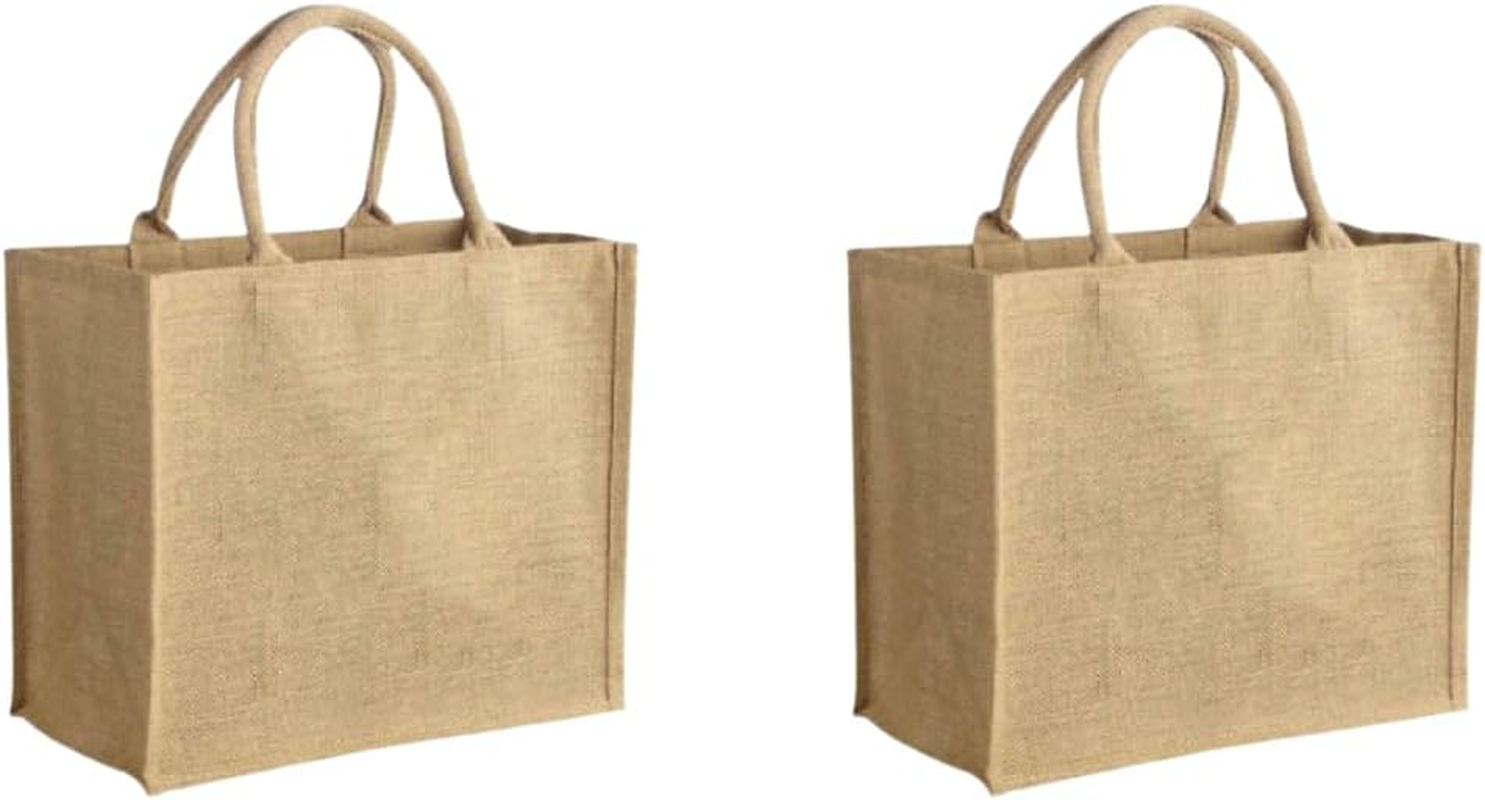 (Pack of 2 Bag) 100% Natural Jute Bags | Reusable Shopping Bag | Hessian Shopping Bags | Eco Friendly Bag (Size 32H X 40W X 18D Cm) | Jute Grocery Bags image number 5