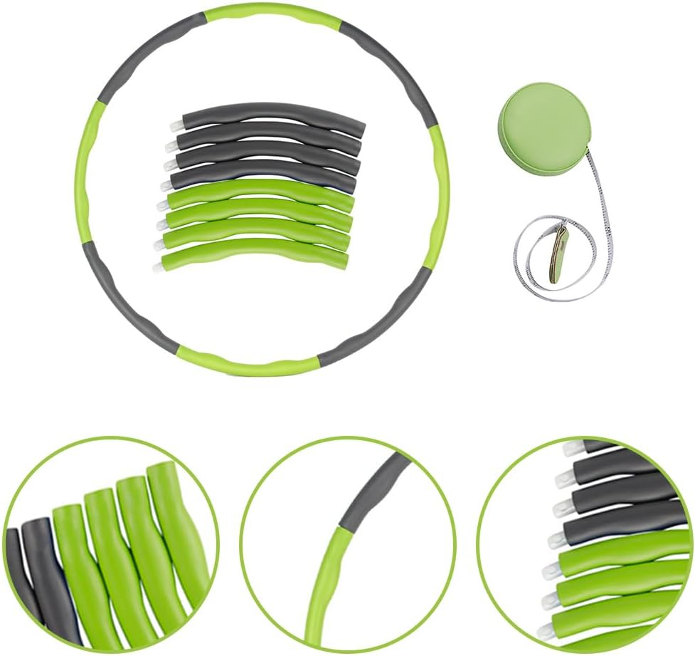 Hula Hoop,Detachable Hula Hoop,Gym Equipment,Fitness Exercise Hoop,Snap Together Detachable,Waist Circumference Soft Ruler,For Gymnastics, Training, Exercise and Weight Loss
