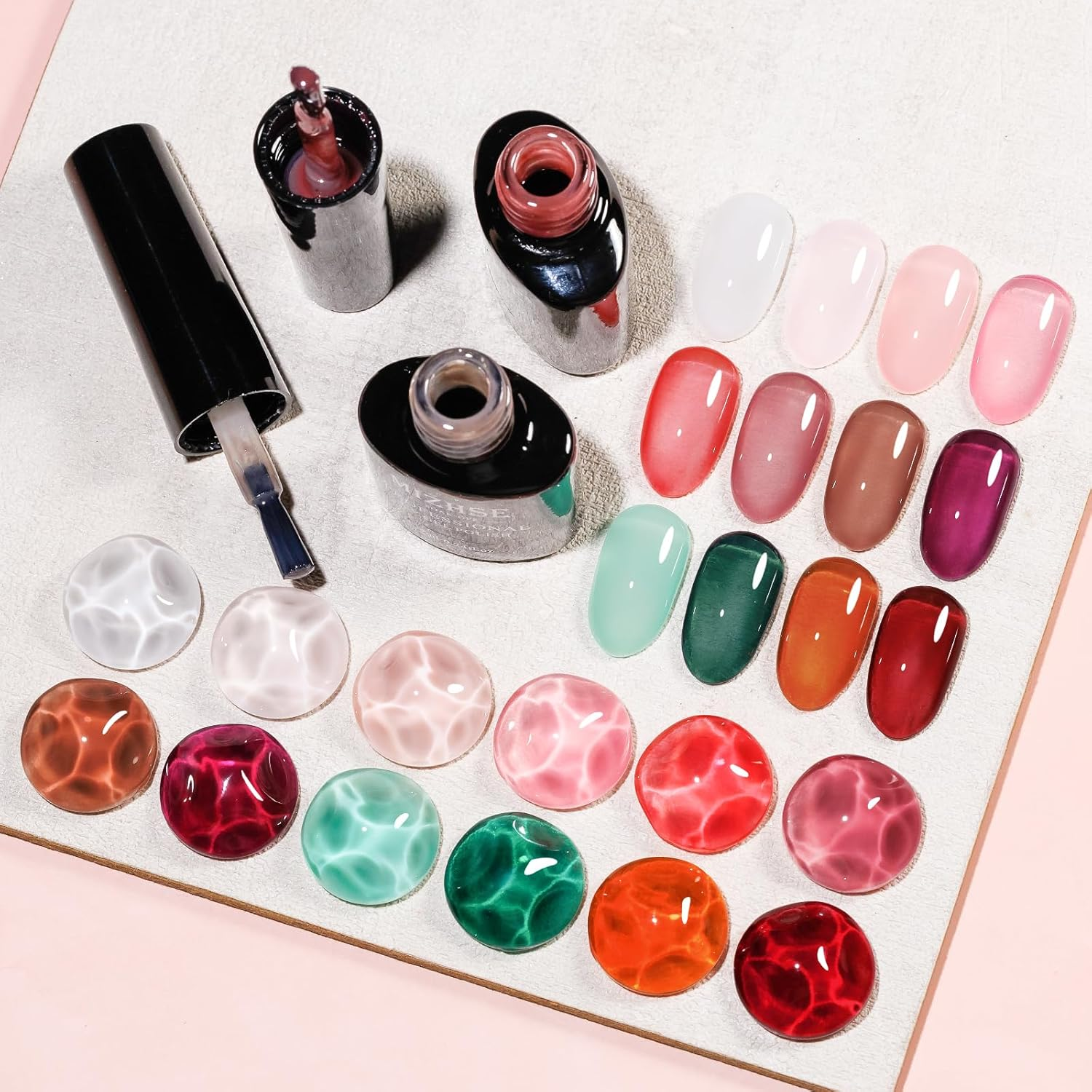 MIZHSE 12 Colors Jelly Gel Nail Polish Set, Clear Translucent Spring Summer Gel Polish 7Ml, Pink Green Purple Sheer Manicure Kit UV LED Soak off Varnish for Home Salon image number 6