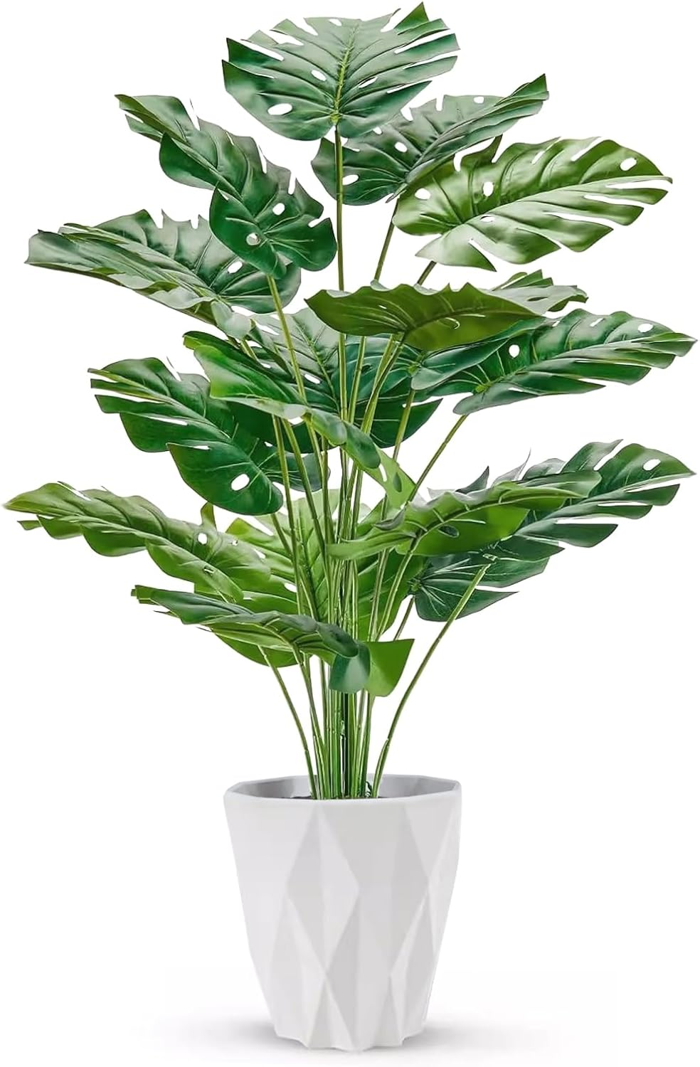 Auolen 28" (70Cm) Tall Artificial Monstera Deliciosa Plants, Faux Swiss Cheese Floor Plants Fake Tropical Silk Tree with Pot for Indoor Outdoor Office House Living Room Home Decor image number 5