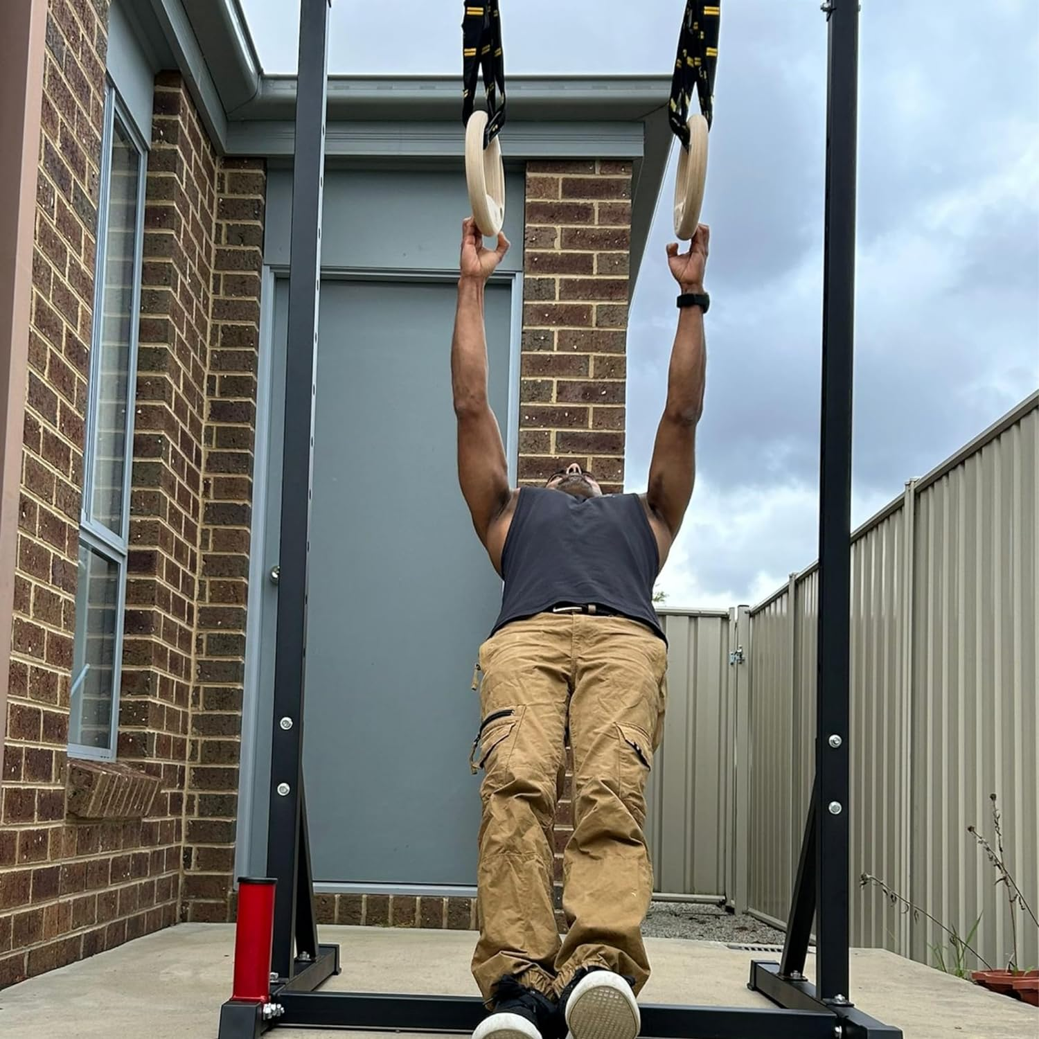 Wood 32Mm Gymnastic Rings with Finger Training Hangboard and Adjustable Numbered Straps | Olympic Rings for Core Workout, Crossfit, Bodyweight Training | Portable Climbing Training Board