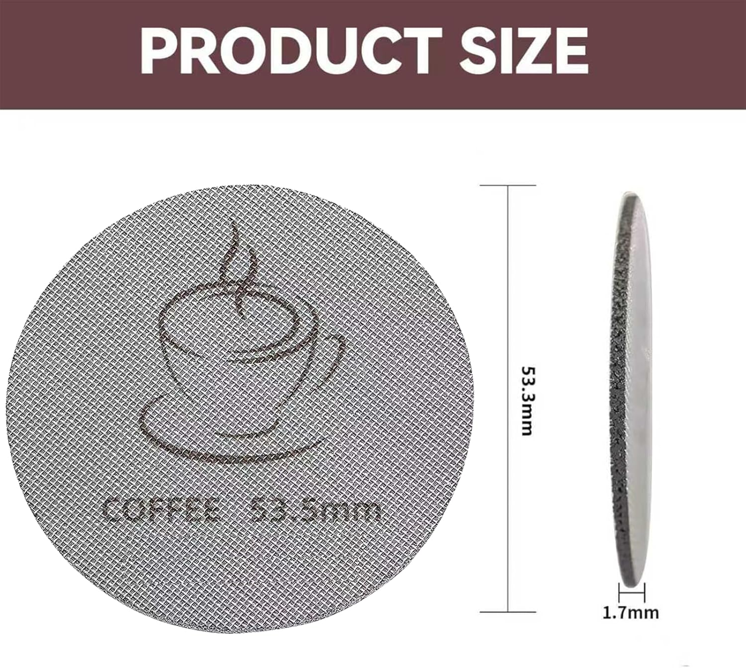 Tzylomirx 2Pcs 53Mm Puck Screen - 1.7Mm Thickness 150&Mu;m, Compatible with Coffee Machines, 316 Stainless Steel Coffee Filter for Espresso, 53Mm Portafilter Filter Basket image number 1