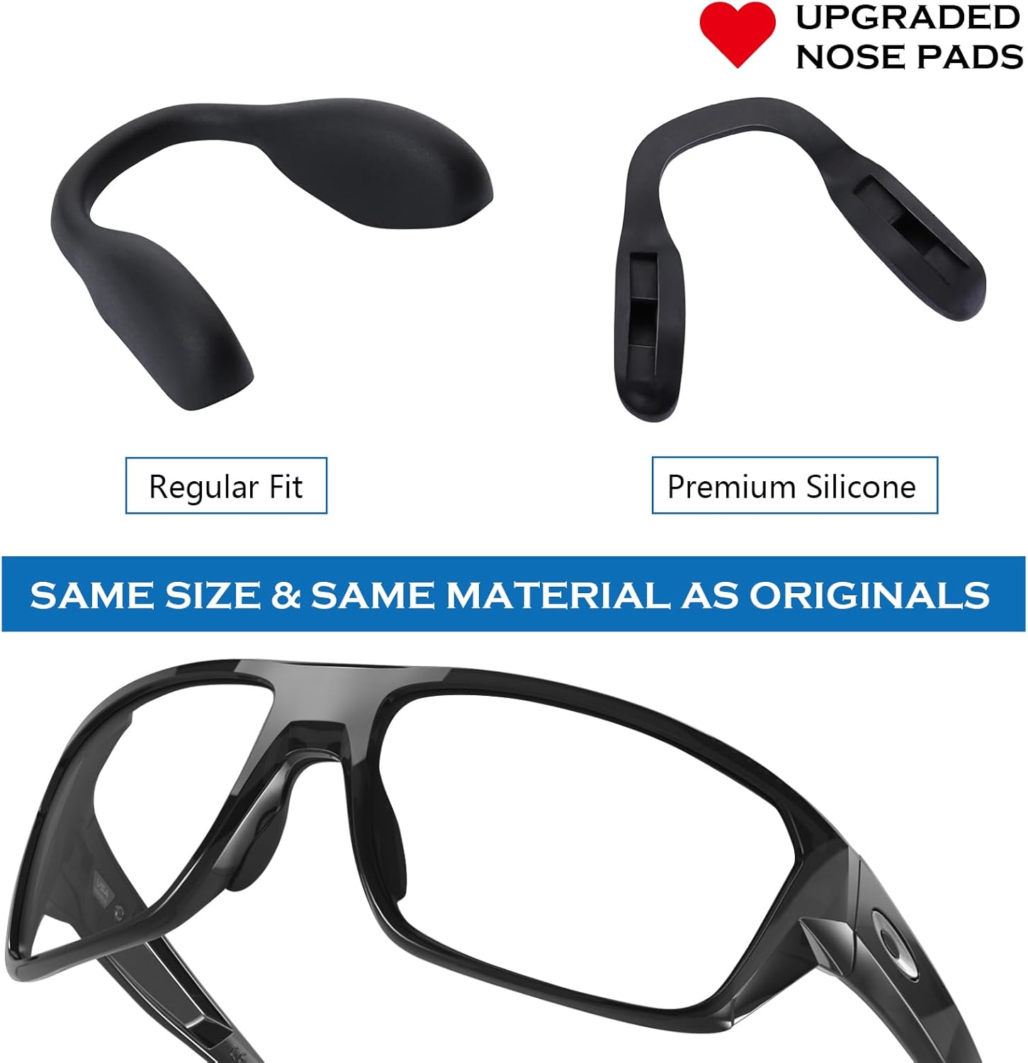 Silicone Replacement Nose Piece Nose Pads for Oakley Split Shot OO9416 Split Time OO4129 Targetline OO9397 Crossrange OO9361 - Gray + Blue image number 5