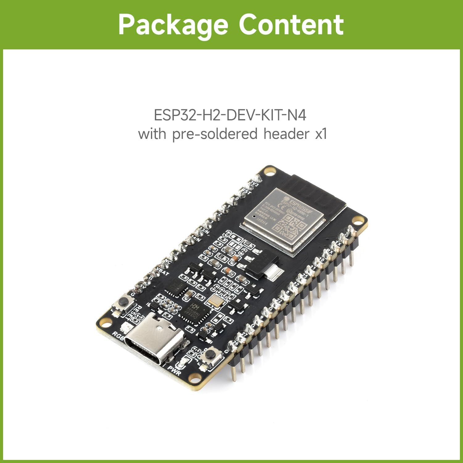 Waveshare ESP32-H2 Microcontroller, 96Mhz Processor, ESP32-H2-MINI-1-N4 Module, Built in 4MB Flash, Supports Ble/Zigbee/Thread Communication with Pre-Soldered Header image number 5