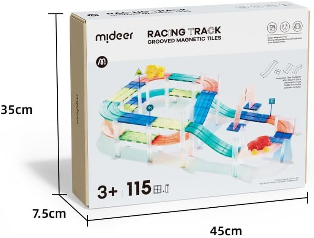 Magnetic Tiles Road Set 115 PCS, Mideer Magnetic Building Blocks with Car for Toddler Kids Toys, Montessori Educational Toys 3+ Year Old Boys & Girls Gifts image number 6