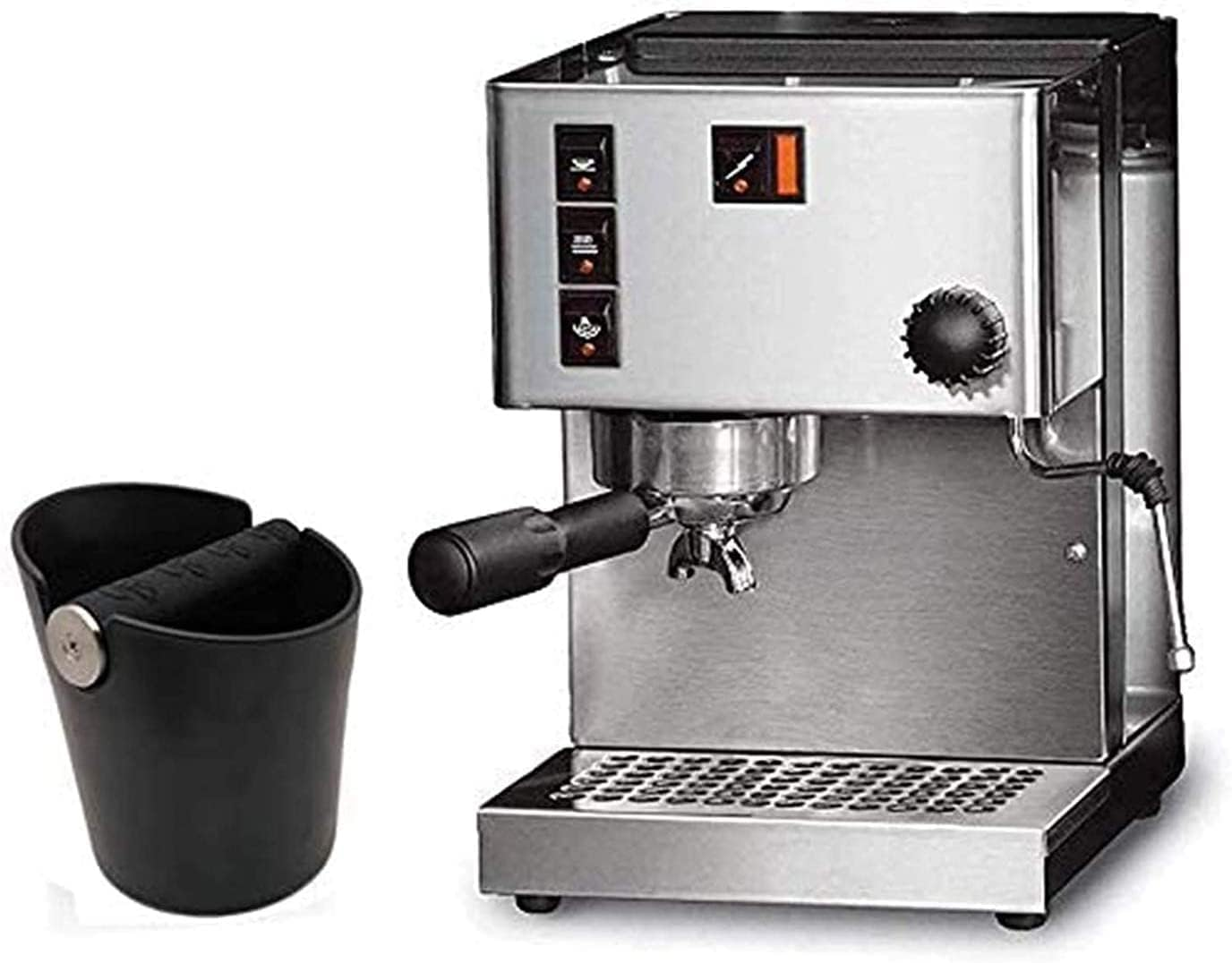 Coffee Knock Box, Durable Barista Style Espresso Dump Bin with Removable Metal Knock Bar and Non-Slip Base (Round, 4.8 Inch/12Cm)