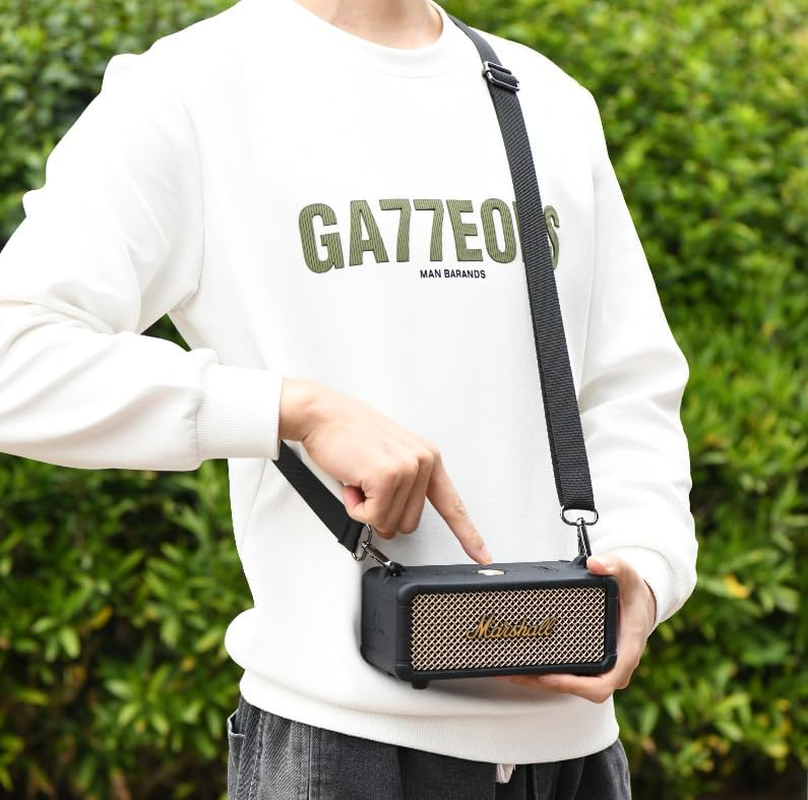 Coyktonty Silicone Cover Case for Marshall Emberton III Portable Bluetooth Speaker, Protective Skin Cover Travel Carrying Pouch Case (Beige) - Black image number 3