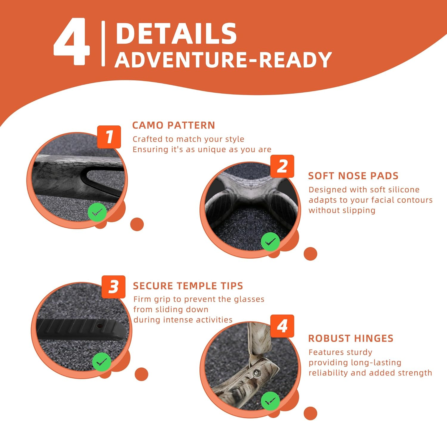 Polarized Sport Sunglasses for Men and Women,Ideal for Driving Fishing Cycling and Running,Uv Protection EMS-TR90 Frame image number 5