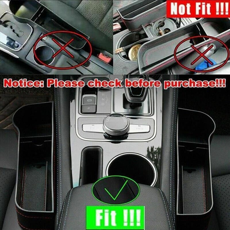 2PCS Car Seat Gap Slit Storage Organiser PU Leather Storage Box Phone Bottle Holder- Enhance Vehicle Organization & Prevent Item Slips - Black image number 7