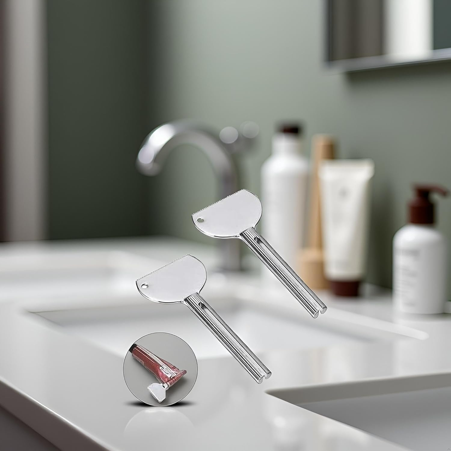 2Pcs Stainless Steel Tube Squeezer Keys - Metal Toothpaste Roller with Ergonomic Grip | Salon-Grade Durable Squeezing Tool for Toothpaste, Cream Tubes and Home Use