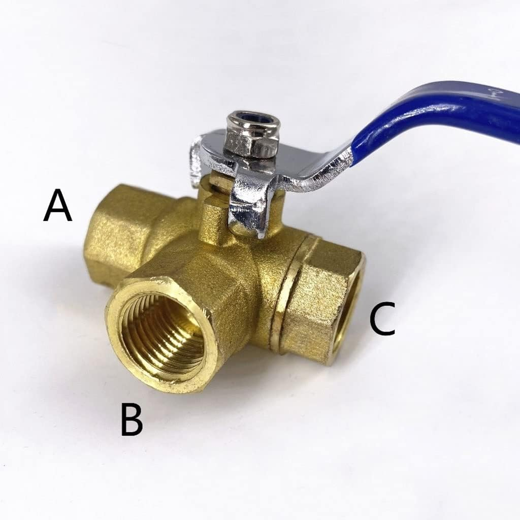1Pcs L-Port 3 Way Ball Valve Connector Adapter, 1/4" 3/8" 1/2" 3/4" 1" BSP Female Thread Brass Full Port (Size : 1/4") image number 1