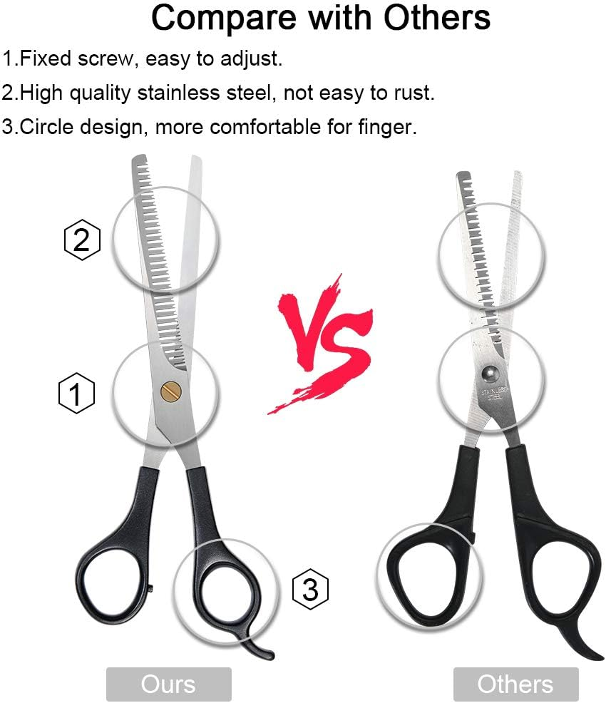 URAQT Professional Hairdressing Scissors, Professional Hairdressing Scissors Slimming Hair Cutting Scissors Thinning Scissors Set Stainless Steel with Comb (17.3Cm)