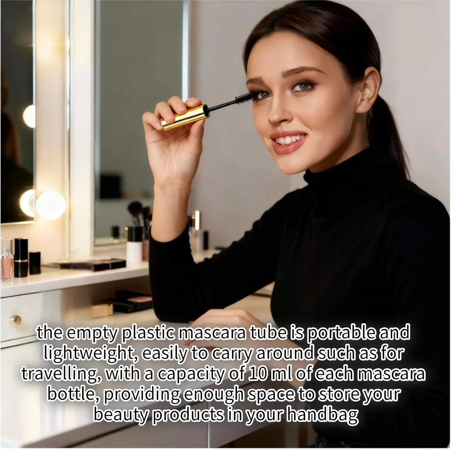 Kalione Empty Mascara Tubes with Spiral Brush Wand, Gold Cap Clear Container, 10Ml Refillable Bottles for Castor Oil, Eyelash Serum, 5 Pack，Diy Cosmetic Containers Bottles for Home and Travel image number 1