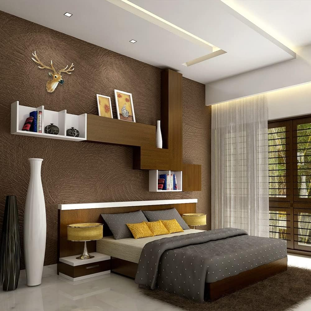 Keygift Deer Head Wall Decor 20 Inch Realistic Brown Deer Antler Wall Sculpture Faux Taxidermy Resin Animal Head Wall Mount image number 1