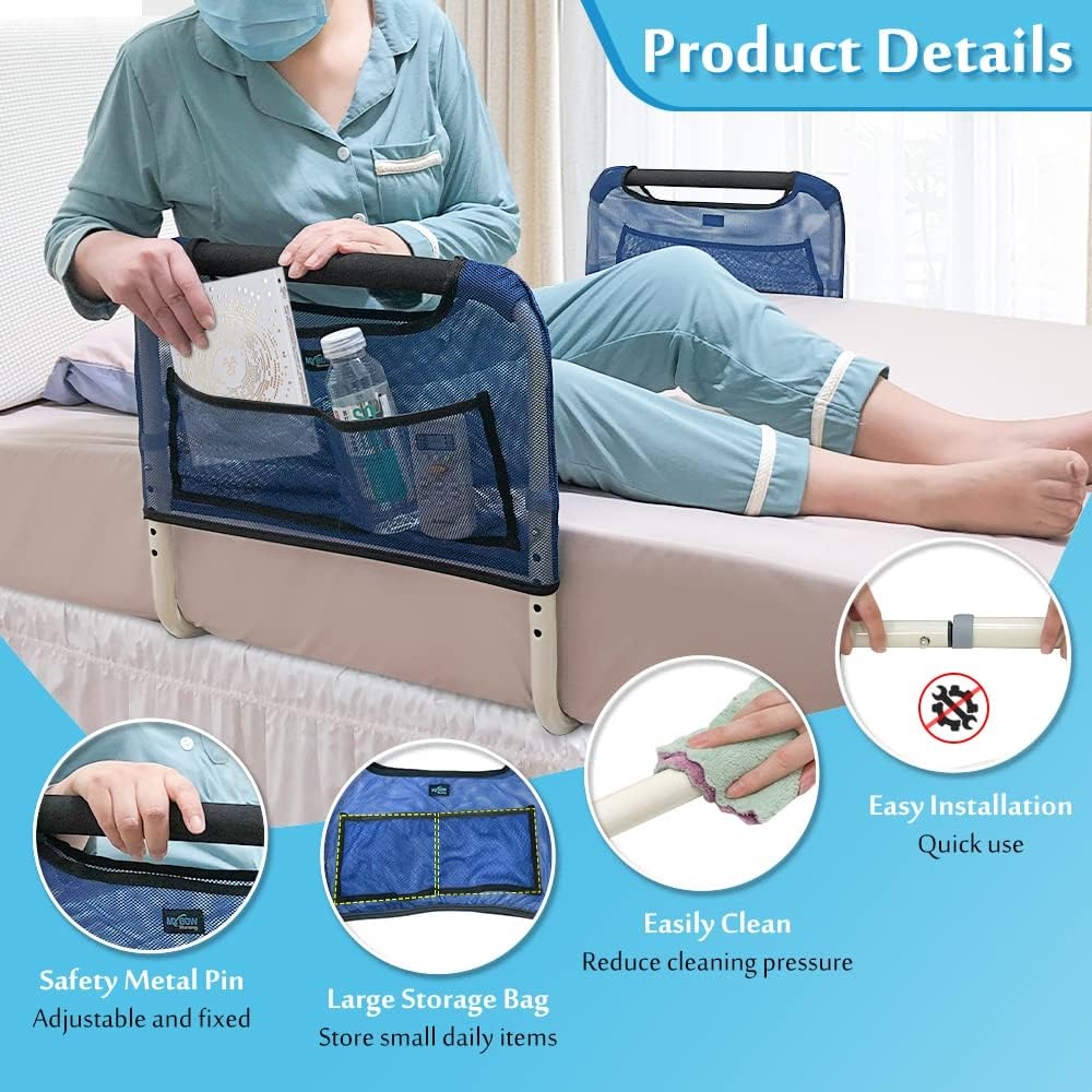 Double Bed Rail U Bar for Medical Bed Safety Assisting Rails Bed Support for Elderly Adults under Mattress Handrail Hospital Dual Bed Railings for Seniors Twin Full Queen Bed Guard Adjustable Rail image number 1