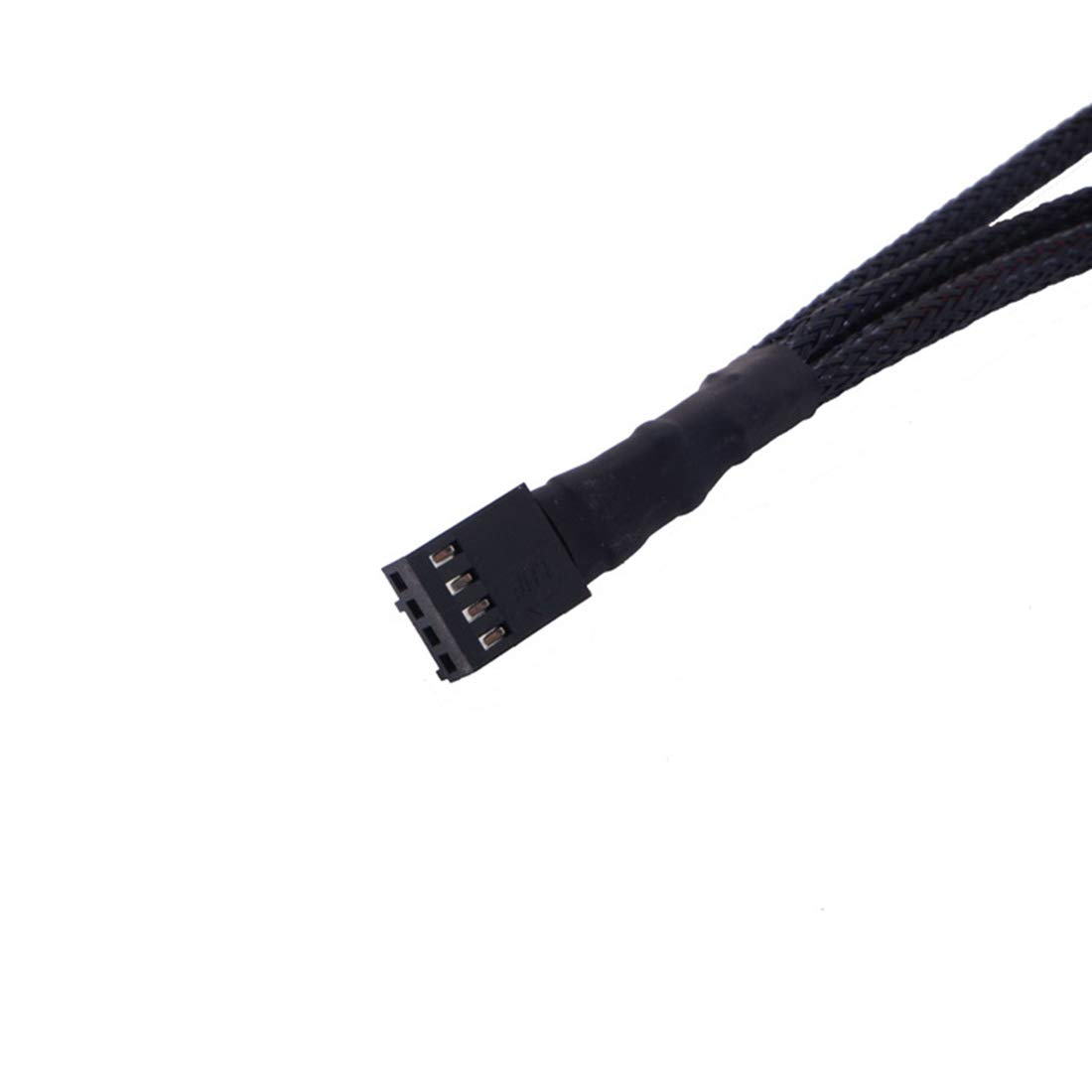 PWM Fan Splitter 4 Pin Fan Extension Power Cable Black Sleeved Braided 3 Way for Computer image number 1