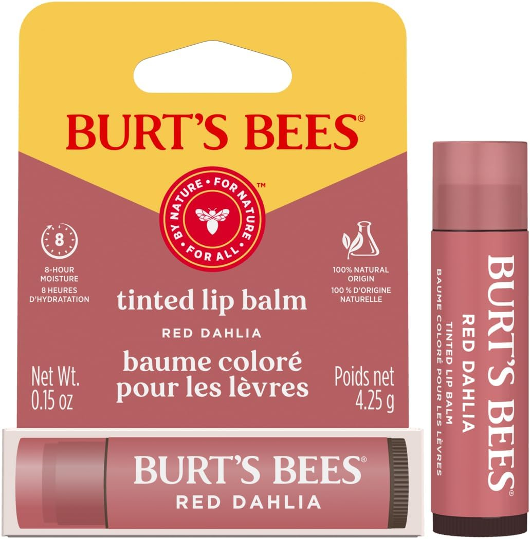 Burt'S Bees 100% Natural Origin Tinted Lip Balm, Red Dahlia with Shea Butter & Botanical Waxes, 1 Tube, 4.25G image number 1