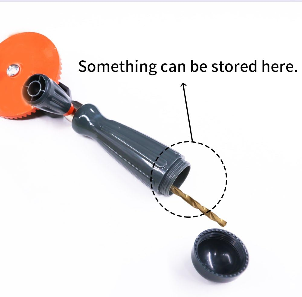 Swpeet Powerful Speedy Hand Drill 1/4-Inch Capacity with 13Pcs Drill Bit Set, Mini Hand Drill Manual &frac14; Inch with Finely Cast Steel Double Pinions Design, Chucks and Grip Handle for Woods, Plastics image number 3