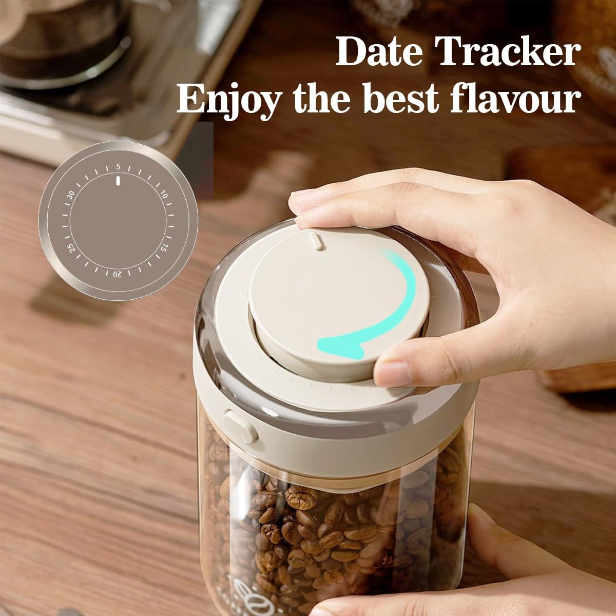 Blissify Coffee Bean Storage Container, Airtight Coffee Canister with One-Way Valve Airtight Lid, Premium Borosilicate Glass Coffee Jar for Beans, Ground, Tea, Sugar, 1700Ml image number 3