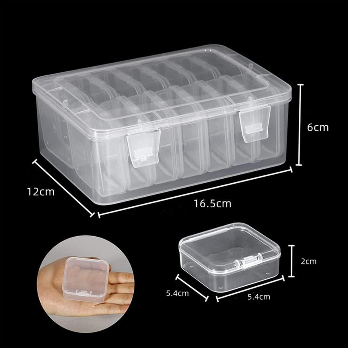 Fulasun 1 Pack 12 Small Bead Organizers, Storage Containers, Mini Plastic Cases Reusable Transparent Boxes with Hinged Lid for of Items Crafts image number 3