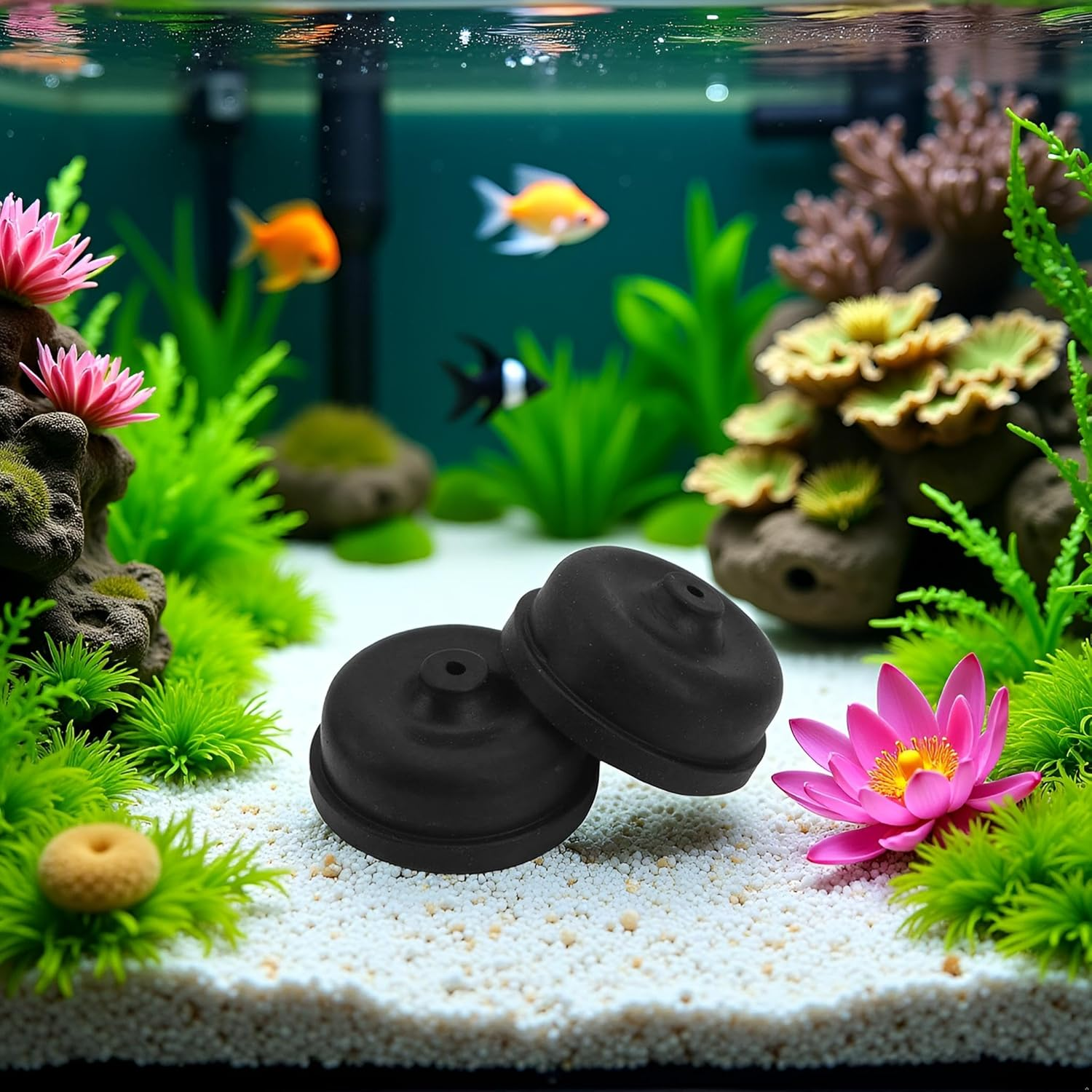 6Pcs Black Aquarium Diaphragm Air Pump Accessories Rubber Oxygen Pump Replacement Parts for Aquarium Fishing Oxygen Pump Diaphragm Silicone Cup Parts Air Pump Accessories image number 4