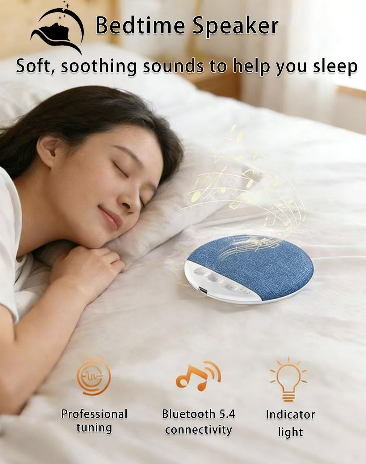 Pillow Speaker for Sleeping, Private Listening under Your Pillow, Pillows Speaker Bluetooth with White Noise, Sleep Sound Machine,Scheduled Shutdown,Bluetooth 5.4,Long Battery Life,12Mm Design (2PCS) - 1Pc image number 4