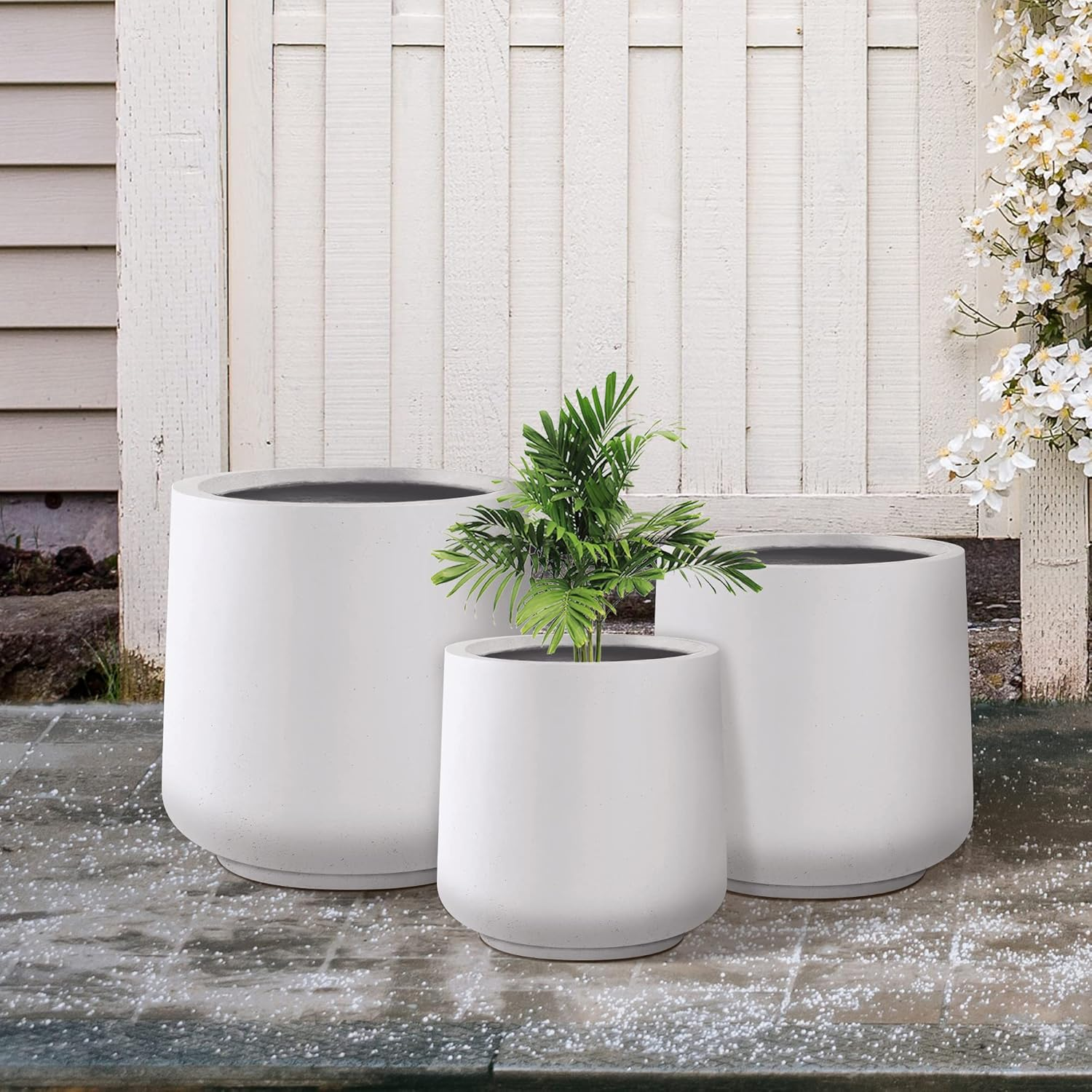 Kante round Pure White Concrete Planter (Set of 3)