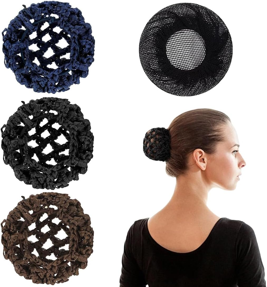 COYUN Pack of 4 Hair Nets, Hair Nets, Bun Net, Ballet Bun Net, Hairstyle Aid Fabric Knot Net for Gymnastics for Girls and Women, Sports Gymnastics, Ballet Riding image number 3