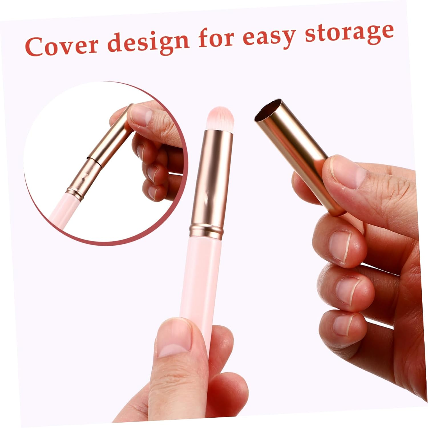COMPUKAS Concealer Brush with Lid 3Pcs Mini Short Handle Precision Lip under Eye Makeup Tool for Blending Application Travel Friendly image number 1