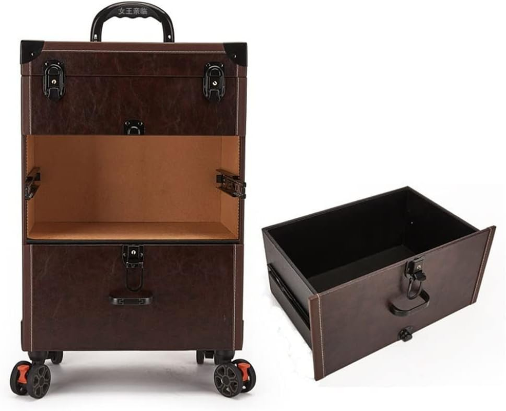 Trolley Makeup Box Universal Wheel Makeup Dresser Beauty Trolley Suitcase Rolling Suitcase Cosmetic Bag (Color : Brown, Size/1258