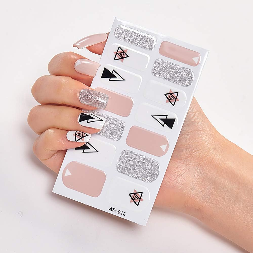 5 Sheets Glitter Toe Nail Wraps Solid Color Nail Art Decals Self-Adhesive Toe Nail Polish Stickers