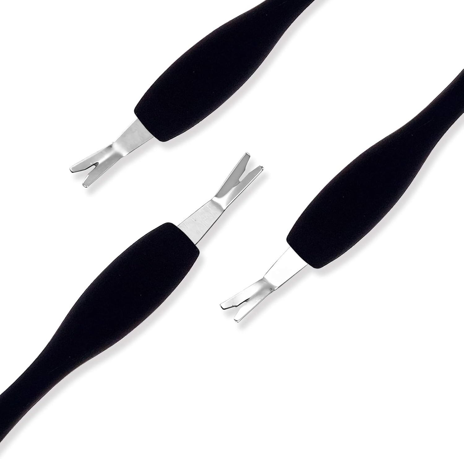 IVON 3 Pack Cuticle Trimmer Pusher Remover, Rubber Tip Gentle on Nail Bed - Black image number 2