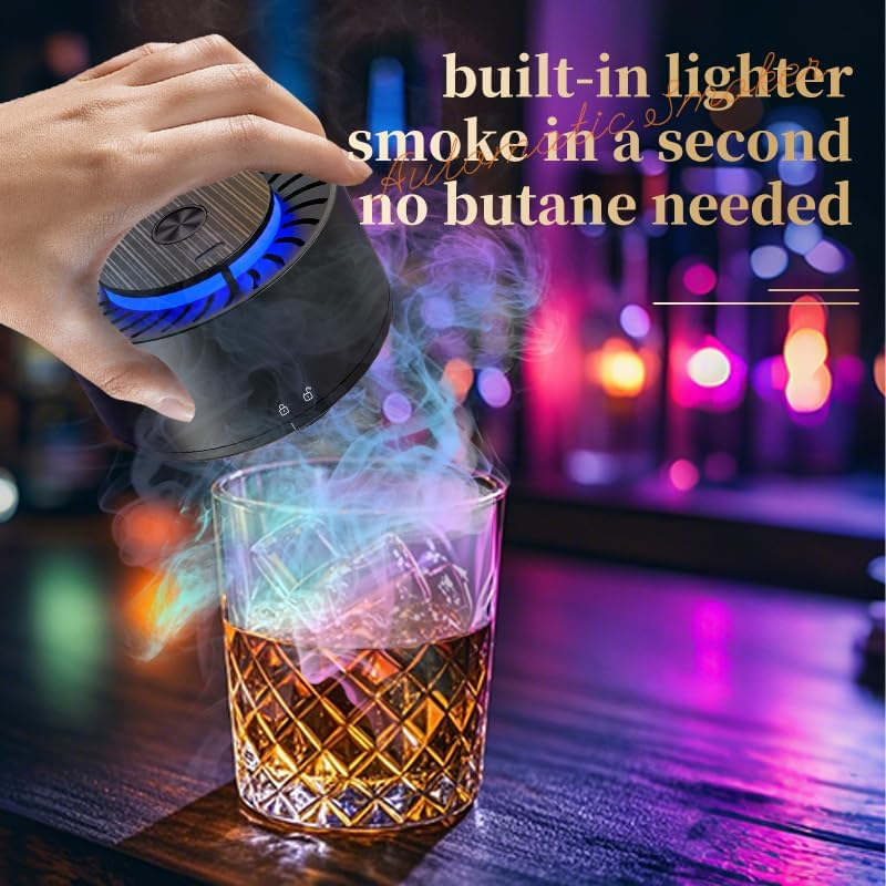Electric Whiskey Smoker Kit (No Butane) with 6 Natural Wood Chips for Cocktails & Old Fashioned Drinks, Cocktail Smker Kit, Bourbon Whiskey Gifts for Men, Dad, Husband image number 3