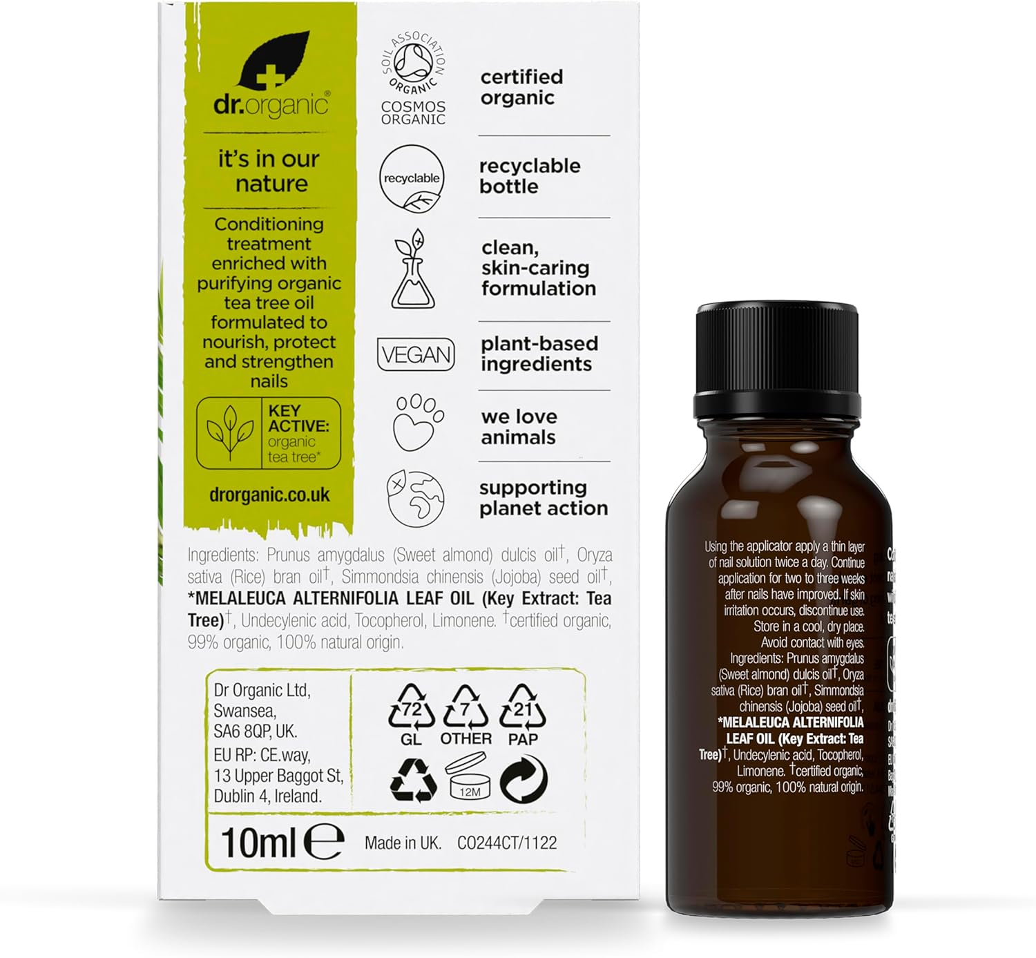 Dr Organic Tea Tree Nail Solution, Purifying, Conditioning, Mens, Womens, Natural, Vegan, Cruelty-Free, Paraben & Sls-Free, Recyclable & Recycled Ocean Bound Plastic, Certified Organic, 10Ml image number 5