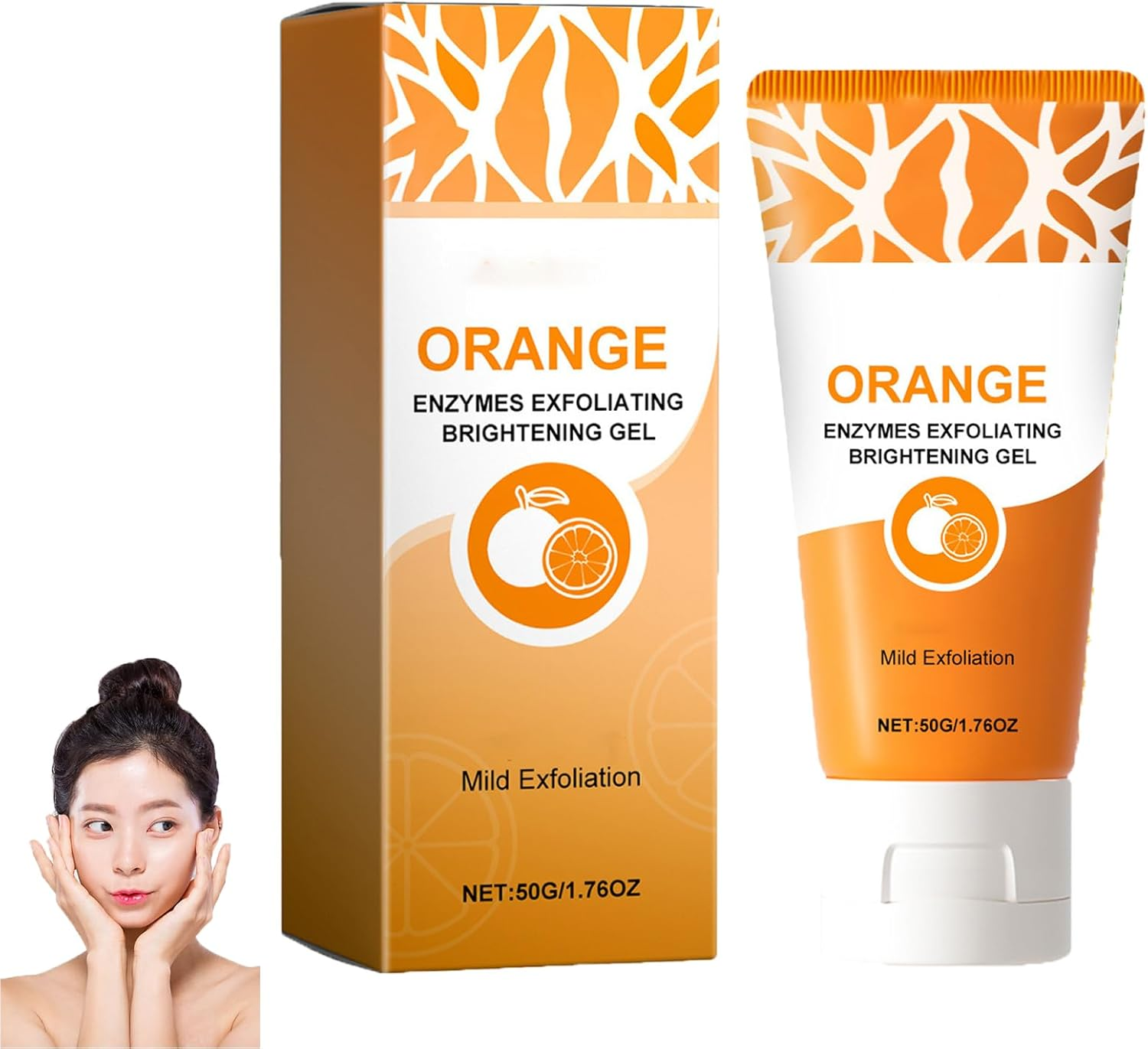 Orange Enzymes Exfoliating Brightening Gel, Purifying Exfoliating Gel for Deeply Cleansing, Facial Scrub with Vitamin C Smooth and Brightening Skin, Moisturizing and Nourishing for Dry Skin (1Pcs)