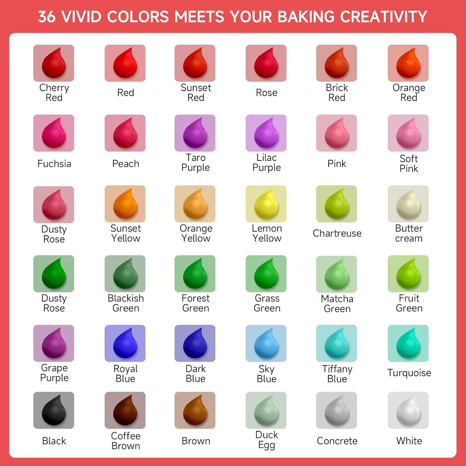 Cakestar Food Colouring Liquid, 36 Vibrant Food Colouring for Slime, Concentrated Neon Food Colouring Liquids, Food Dye for Cake, Cookies, Baking Decorating, Icing, DIY Crafts, 6Ml/Bottle