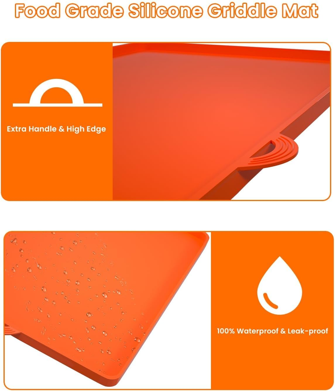 36" Silicone Griddle Mat for Blackstone - Heavy Duty Food Grade Buddy Top Protective Cover Accessories Grill BBQ Reusable for Outdoor All Season Cooking with Handle image number 3