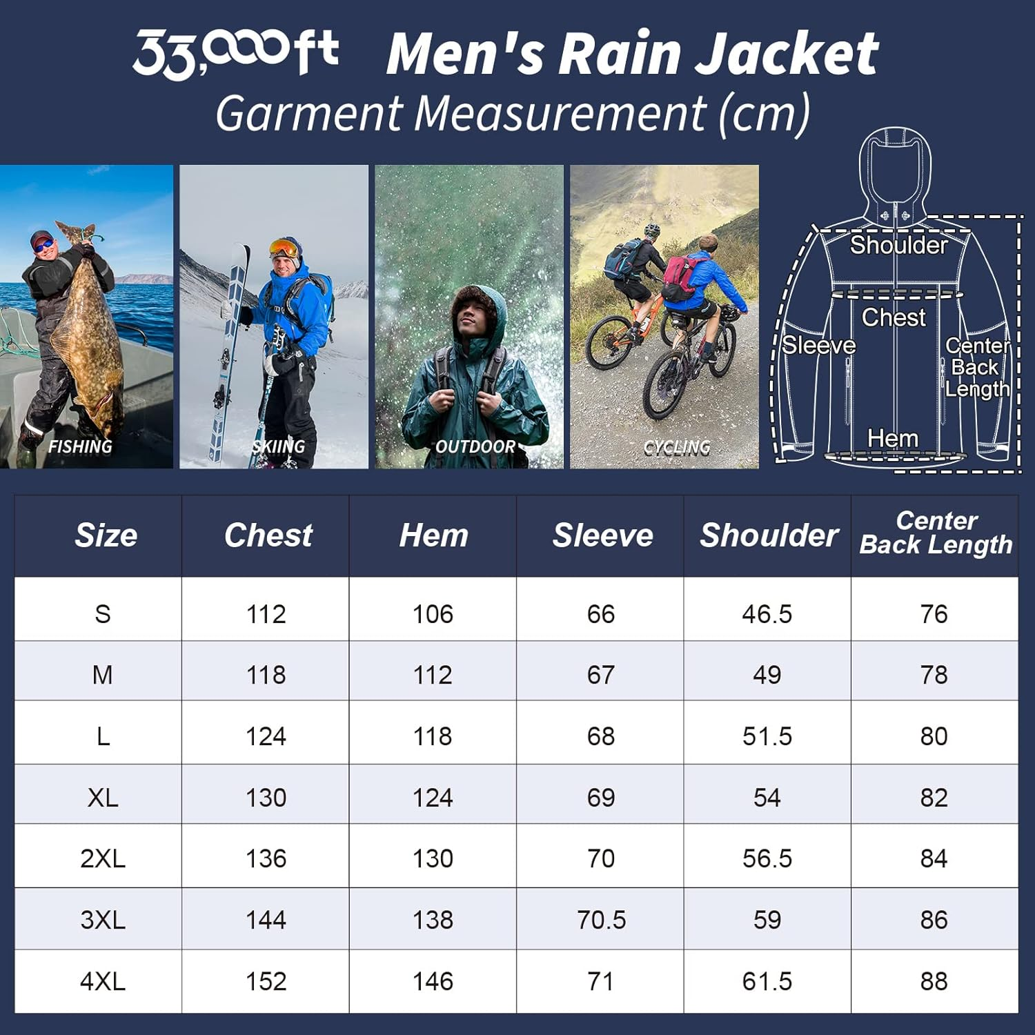 33,000Ft Men'S Outdoor Waterproof Jackets Packable Windbreaker Lightweight Quick Dry Raincoat Outdoor Jacket for Cycling Camping image number 5
