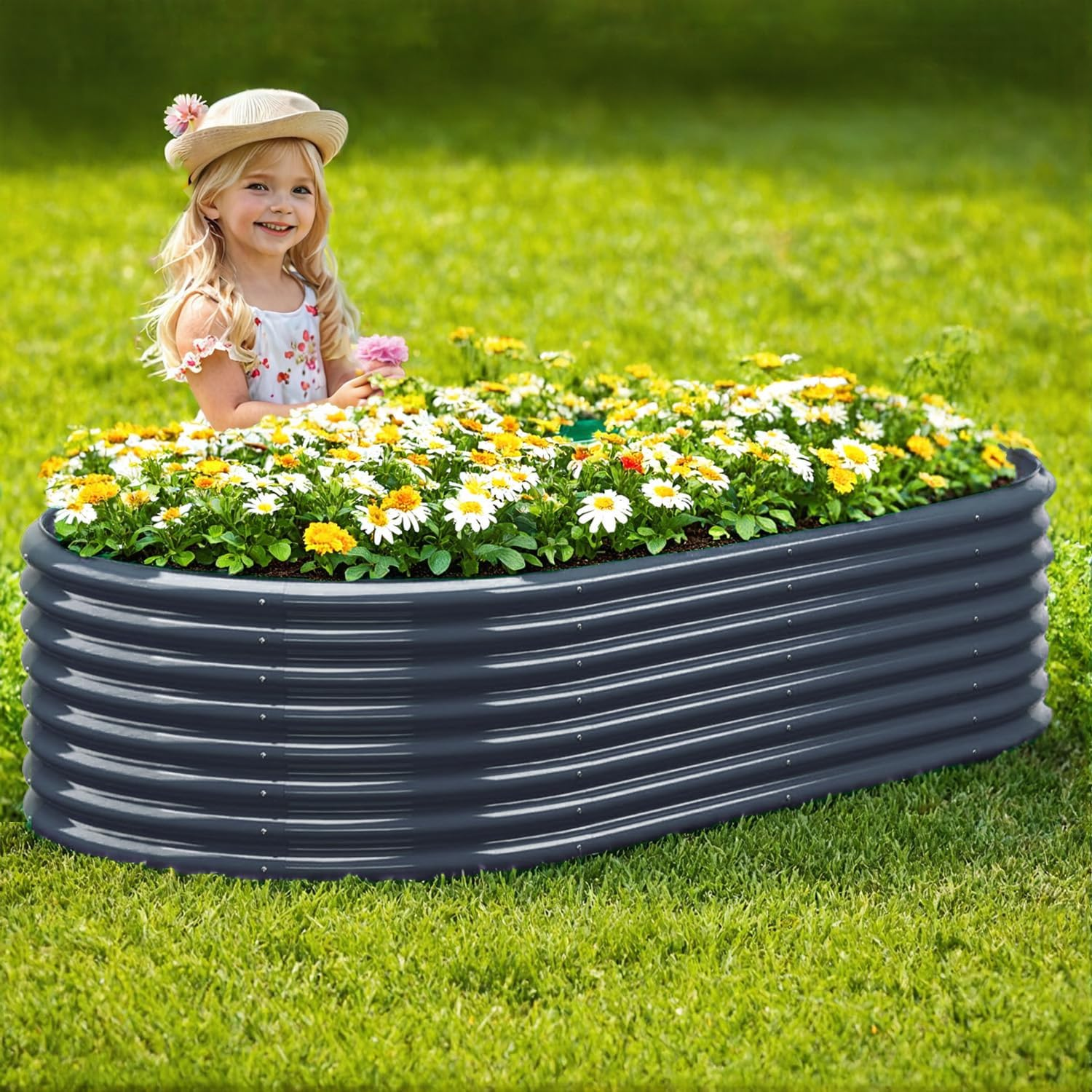 Raised Garden Bed 6X3X2 FT Galvanized Raised Garden Boxes Outdoor Galvanized Planter Box Garden Planter Plant for Vegetables Flowers Herb (Grey, 6&times;3&times;2 FT/180 * 90 * 60 CM) image number 6