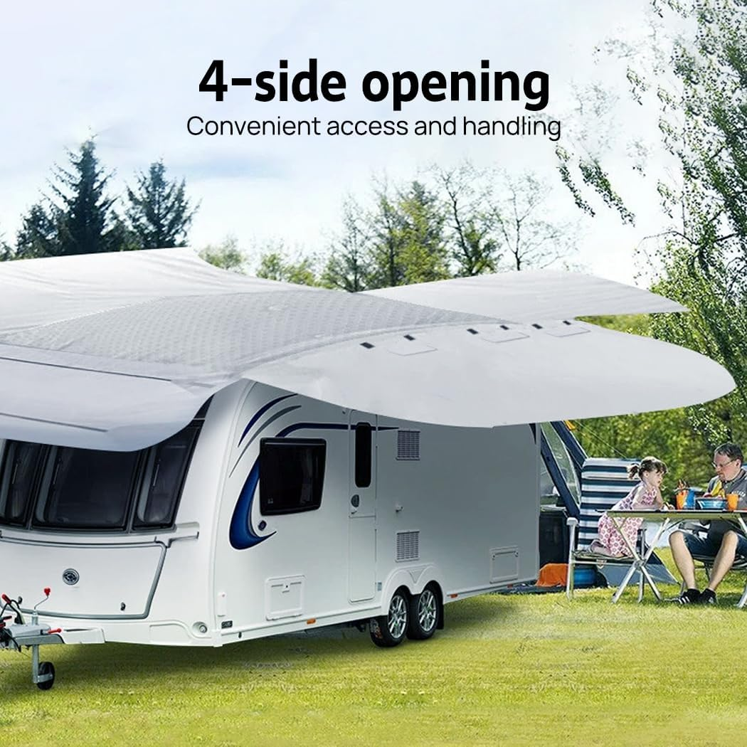 Caravan Cover 4 Layer Campervan UV Resistant Waterproof All-Weather Campervan Cover with Straps & Storage Bag (22-24FT) image number 1