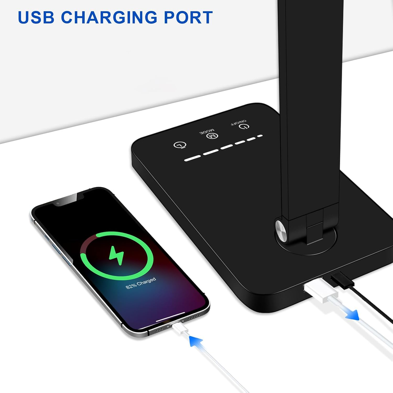 Electight LED Desk Lamp, 50 Leds Touch Control Table Lamp, USB Port, 5 Light Modes & Memory FUNC, Dimmable Eye-Care Desk Light Study Light, 30/60 Min Auto-Off Timer for Reading, Office, Study image number 5