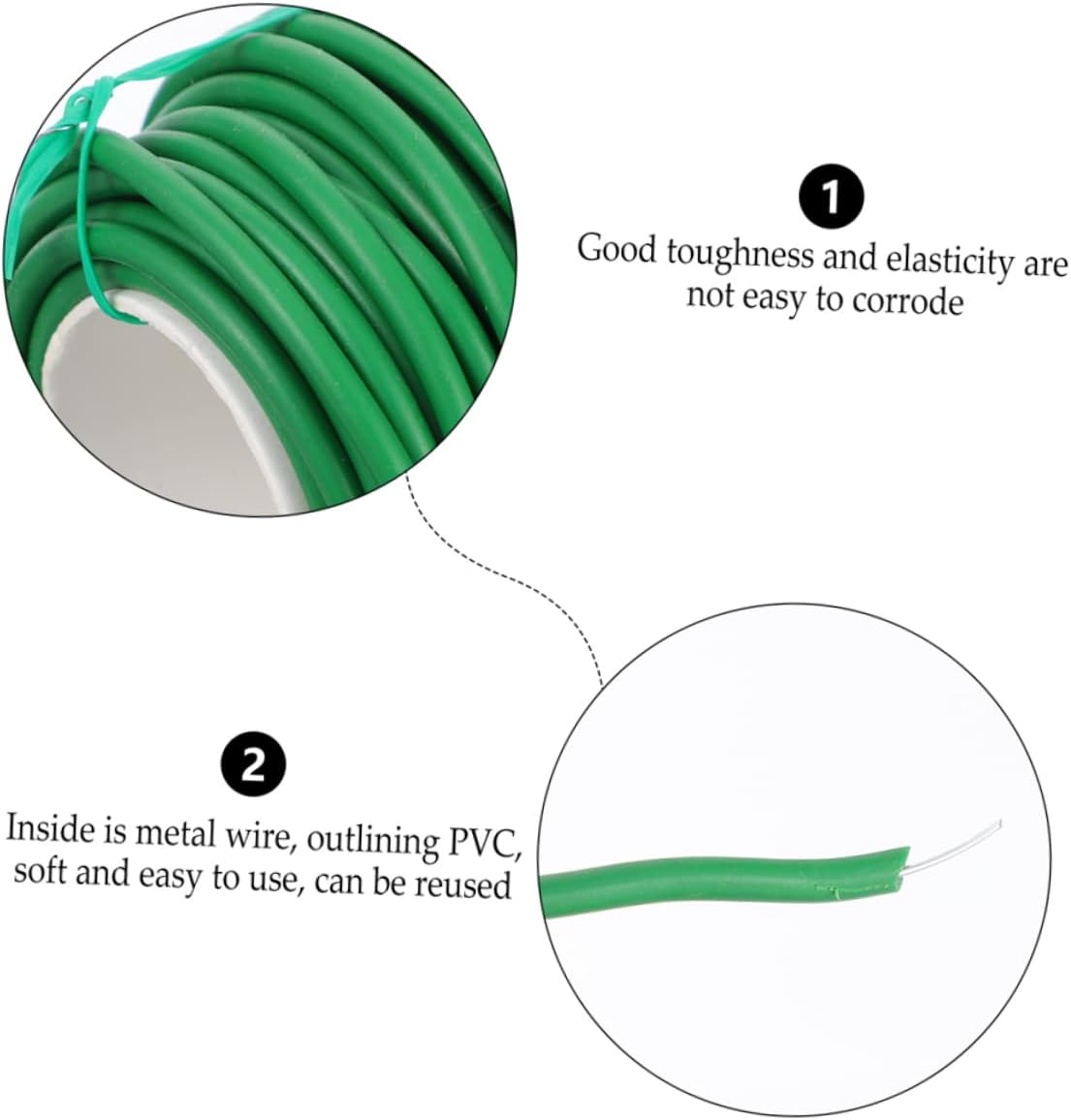 Kisangel 2Rolls Flexible Gardening Wire Ties Plant Support Ties Cable Wrap Fastener for Garden Plant Branch Fixing Tool image number 3