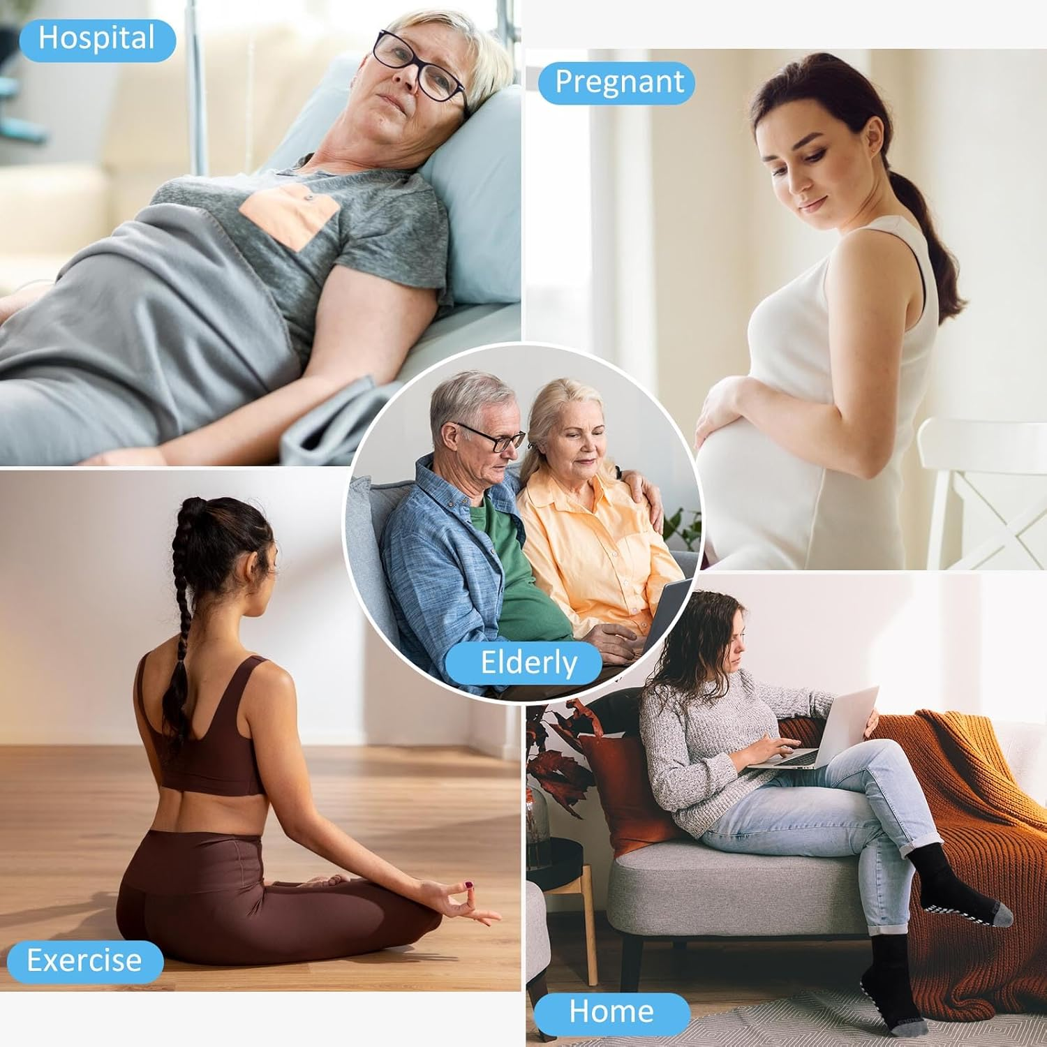 Caidienu Non Slip Diabetic Socks: 4 Pairs Extra Wide Hospital Socks for Men Women with Grips Elderly Edema 9-15 image number 2