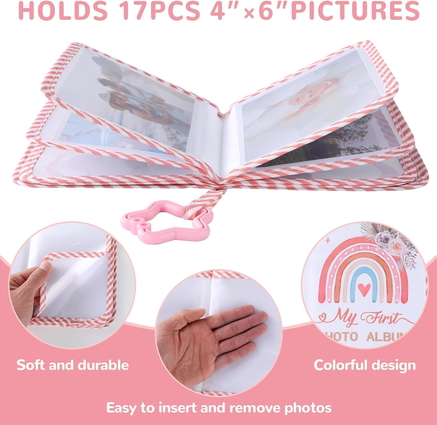 Baby'S My First Family Album Soft Photo Cloth Book Boho Rainbow My First Book of Photos Baby Memory Album Gift Holds 4X6 Pictures for Babies Newborn Toddler & Kids Baby Shower image number 6