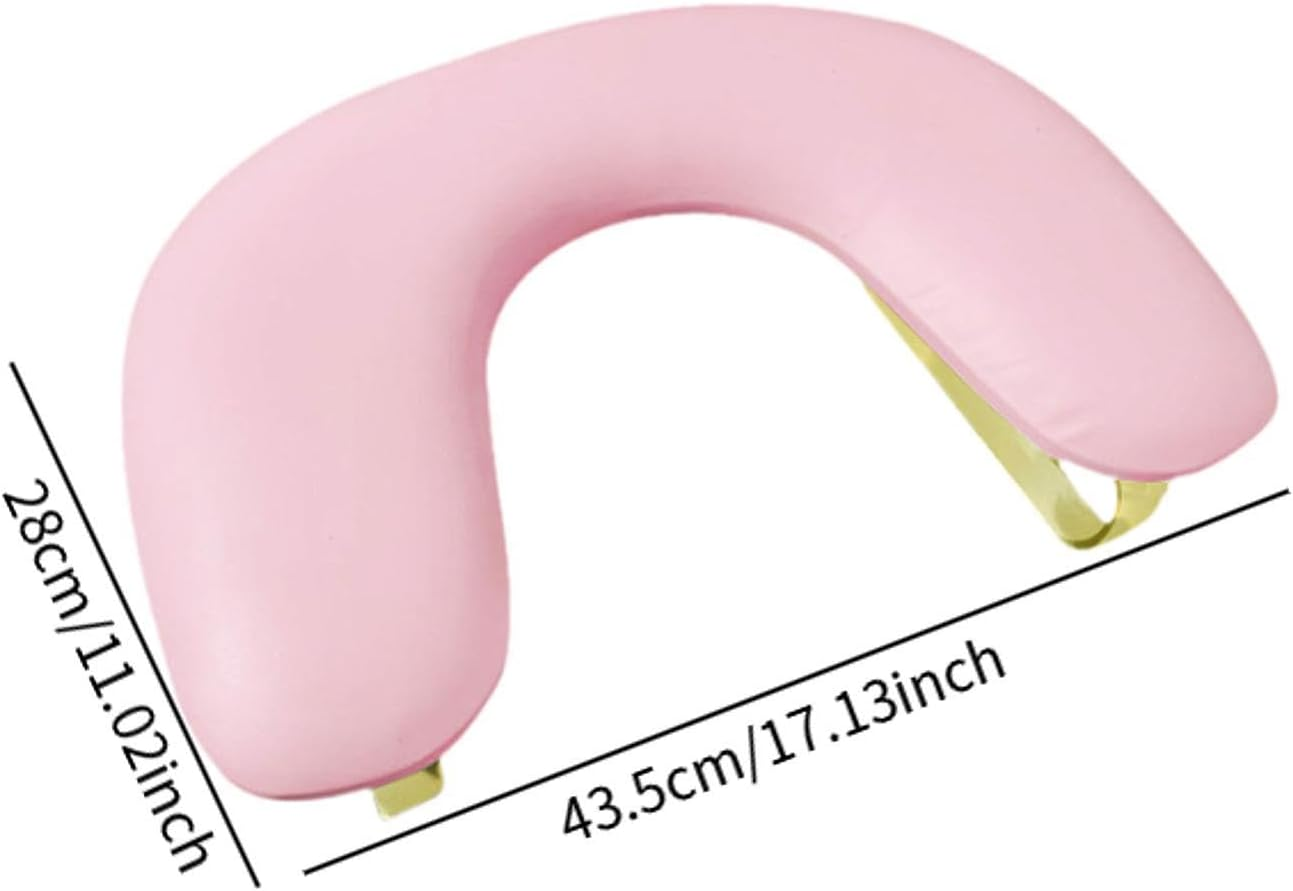 Perfk PU Leather U Shape Arm Rest Detachable Tilt Design Comfortable Portable Non Slip for Table Nails Tech Salon Use Acrylic Nails, Pink image number 1